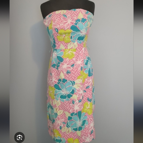 Vintage Lilly Pulitzer Sienna Dress Strapless *Missing Belt* - Picture 2 of 11